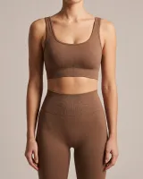 Contour Seamless Sports Bra in Mocha, front