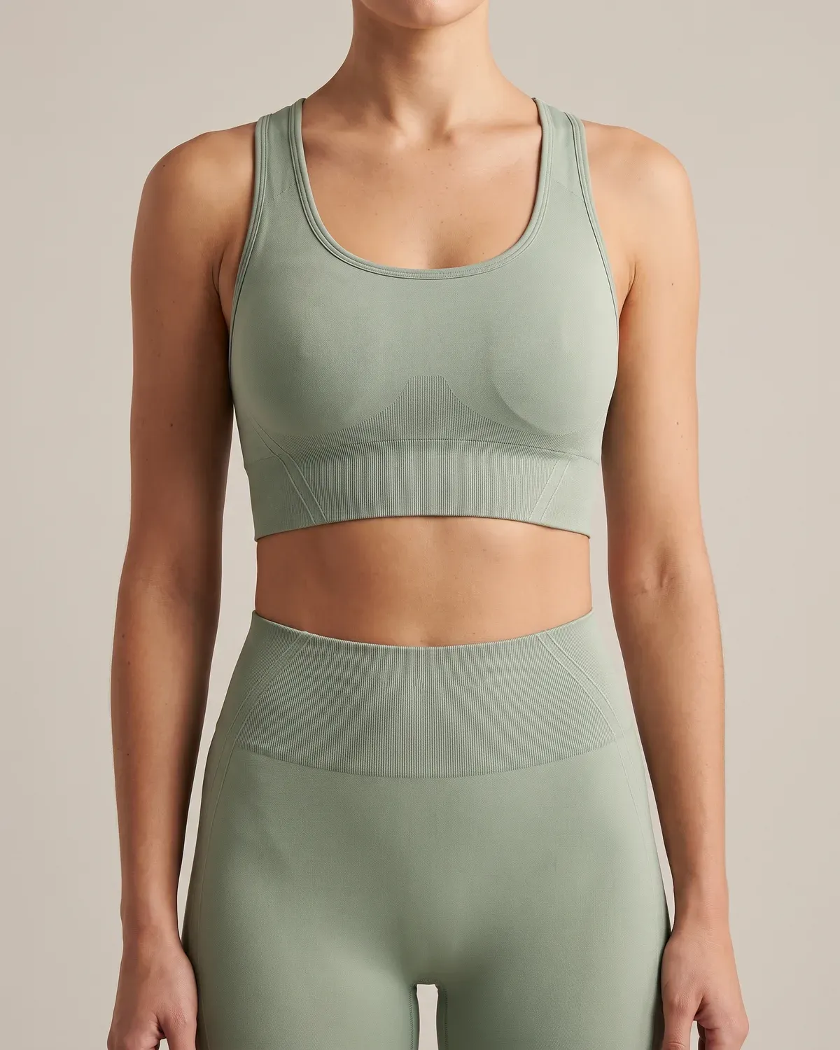 Contour Seamless Sports Bra in Sage, front