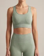 Contour Seamless Sports Bra in Sage, front